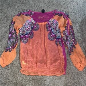 Desigual cold shoulder, summer sheer blouse